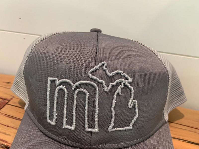 Load image into Gallery viewer, mi State of Mind adjustable cap mi Flag Outline Puff Cap
