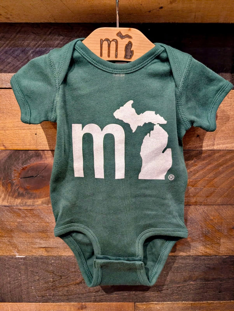 Load image into Gallery viewer, mi State of Mind Baby Onesie Forest Green / Newborn mi Solid Baby Onesie
