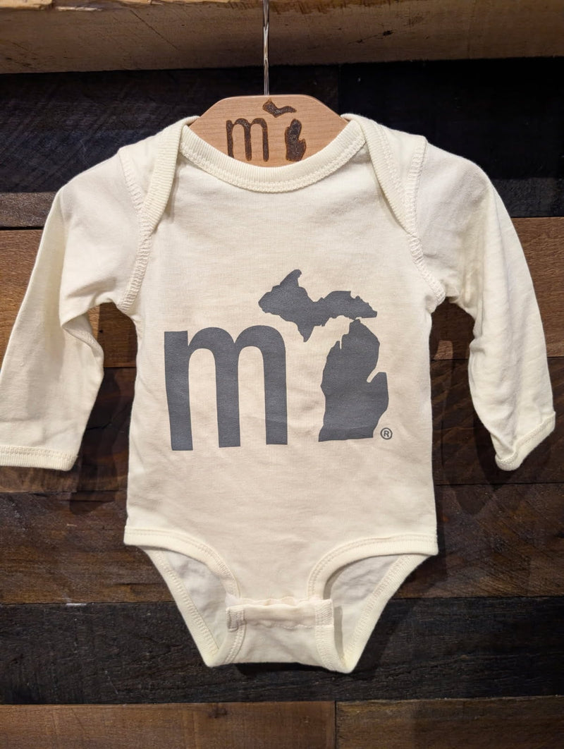 Load image into Gallery viewer, mi State of Mind Baby Onesie Natural (Long Sleeve) / Newborn mi Solid Baby Onesie
