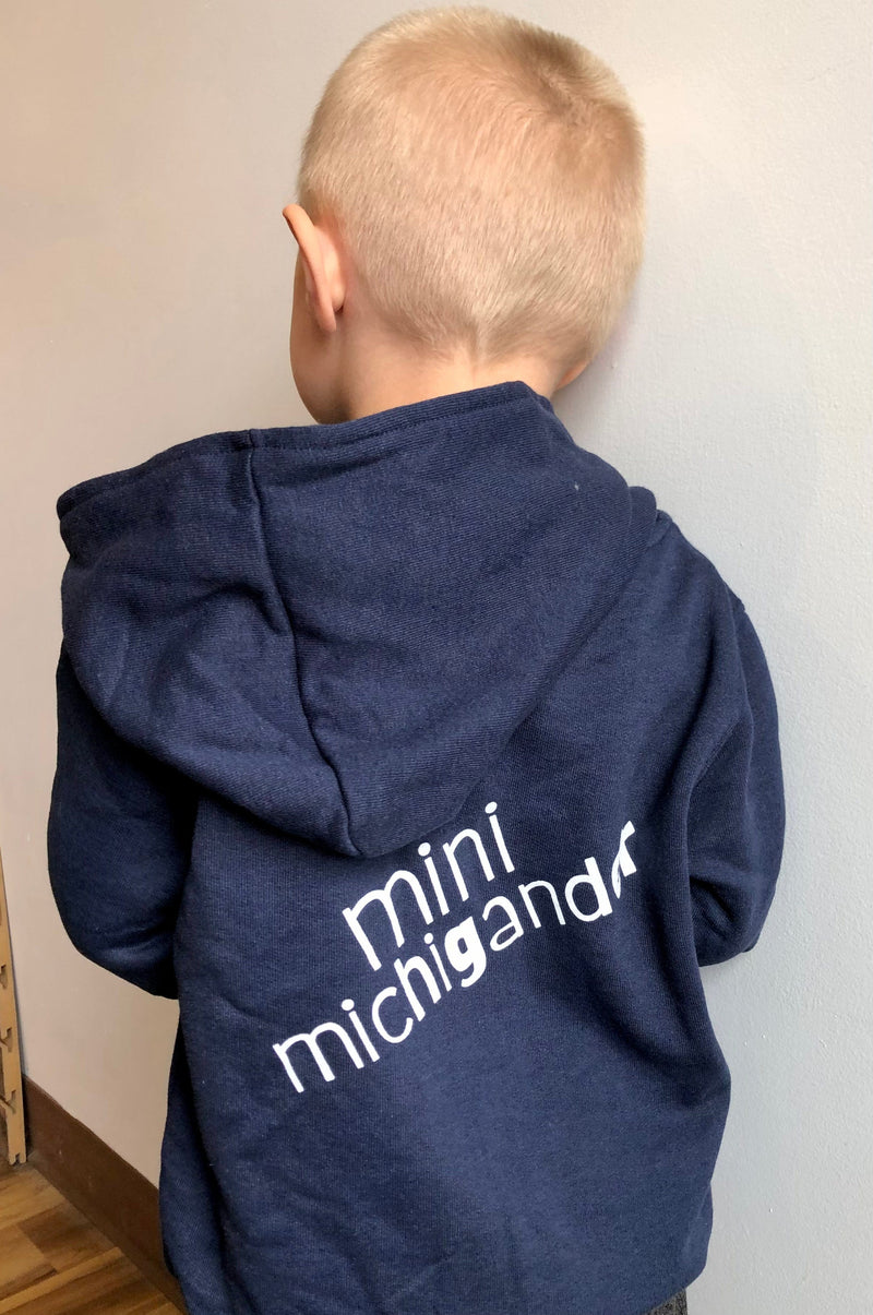 Load image into Gallery viewer, mi State of Mind Baby &amp; Toddler 2T / Navy mi Toddler &quot;mini michigander&quot; Zip Hoodie
