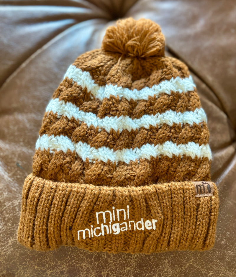 Load image into Gallery viewer, mi State of Mind beanie Brown/White / S (6-12 Months) Mini Michigander Beanies

