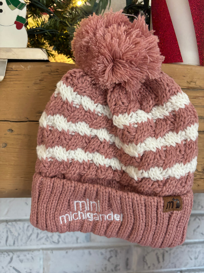 Load image into Gallery viewer, mi State of Mind beanie Pink/White / S (6-12 Months) Mini Michigander Beanies
