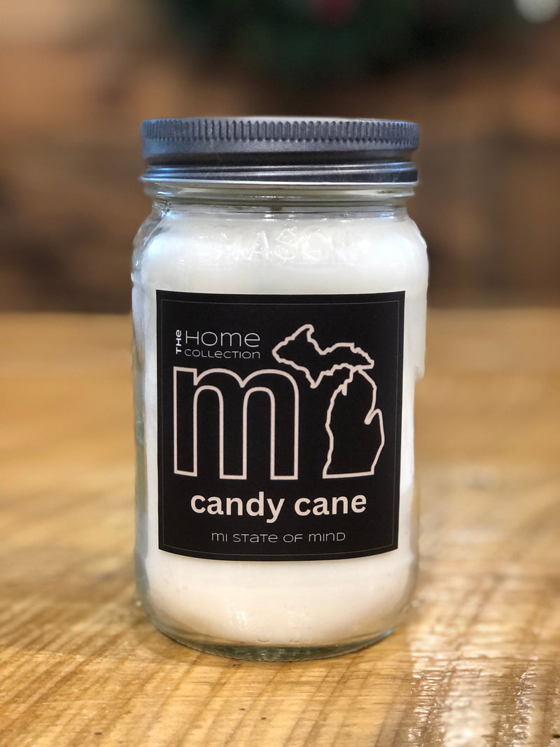 Load image into Gallery viewer, mi State of Mind Candy Cane mi Mason Jar “Home” Candles
