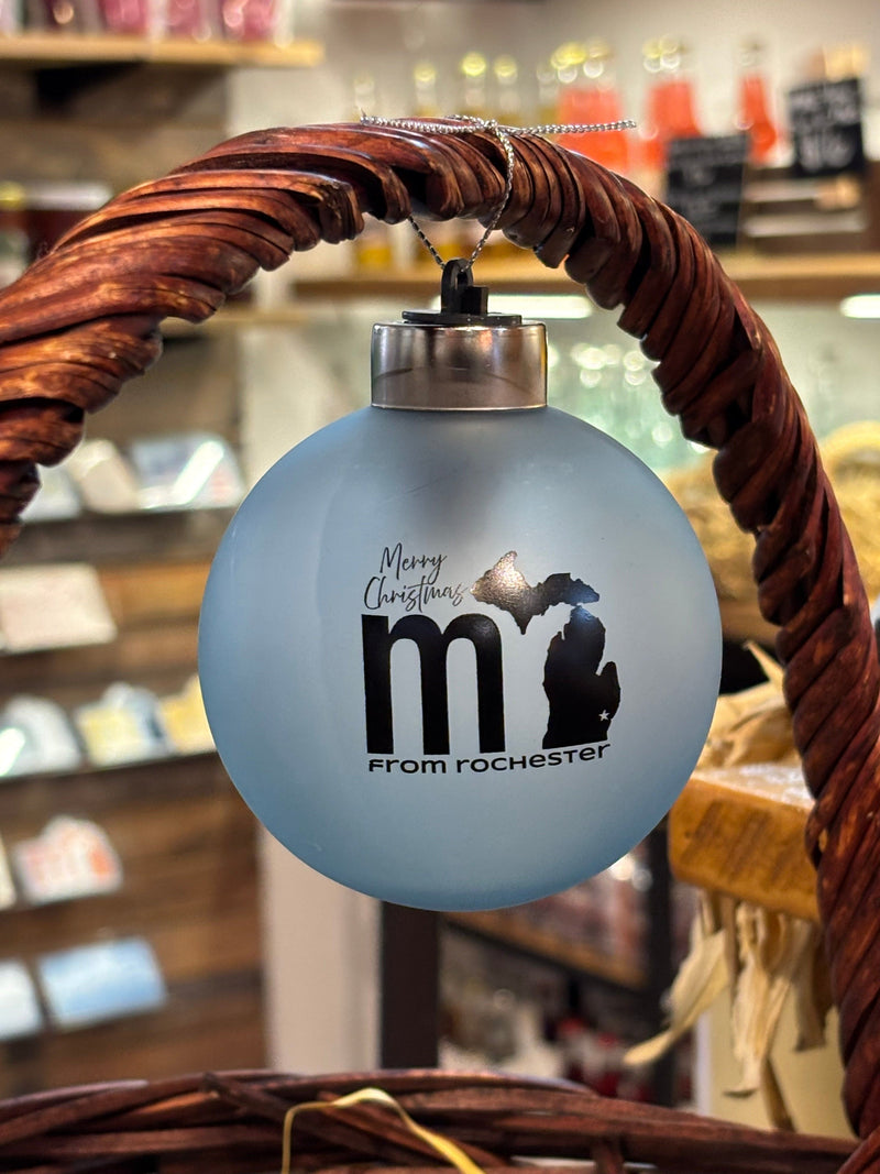 Load image into Gallery viewer, mi State of Mind Christmas Ornament Blue mi Frosted LED Ornament
