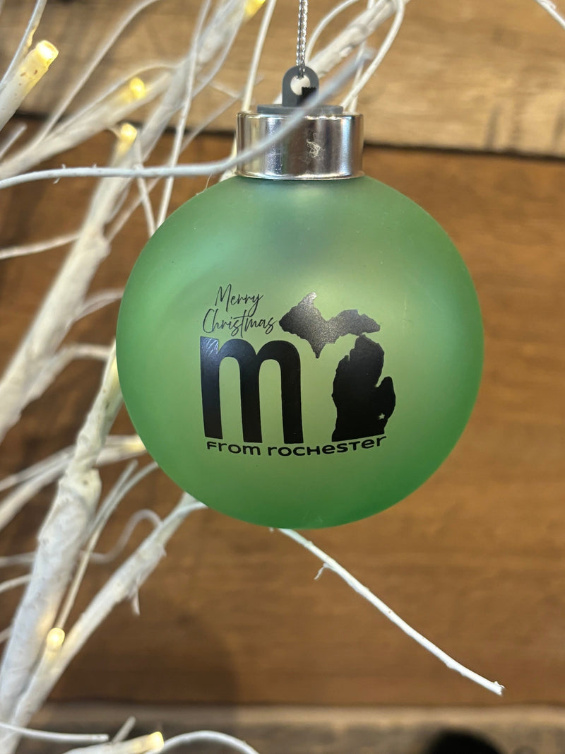 Load image into Gallery viewer, mi State of Mind Christmas Ornament Green mi Frosted LED Ornament

