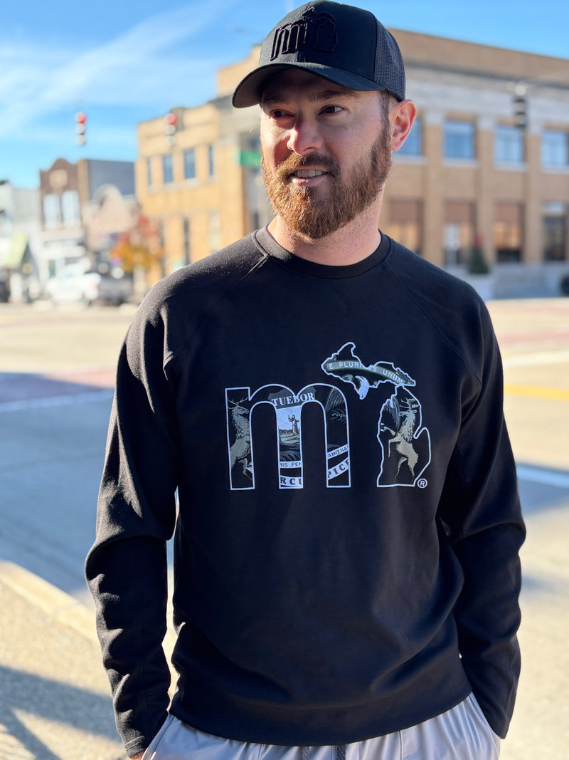 Load image into Gallery viewer, mi State of Mind crewneck sweatshirt mi State Flag Crew
