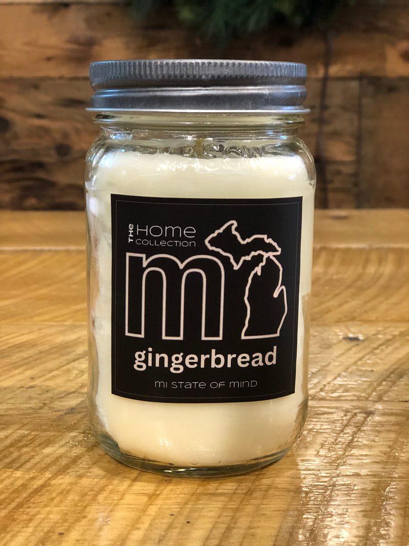 Load image into Gallery viewer, mi State of Mind Gingerbread mi Mason Jar “Home” Candles
