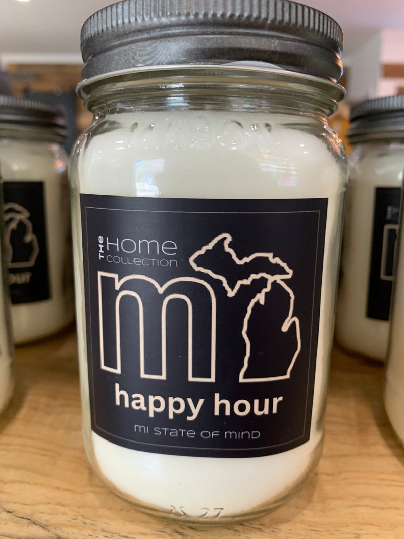 Load image into Gallery viewer, mi State of Mind Happy Hour (Bourbon) mi Mason Jar “Home” Candles
