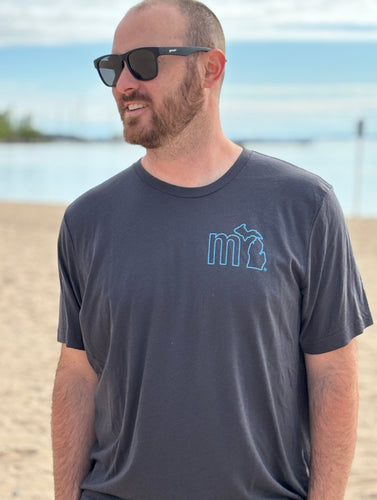 mi State of Mind T-shirt Dark Grey w/ Aqua Blue / XS mi Unisex Outline T (2 colors)