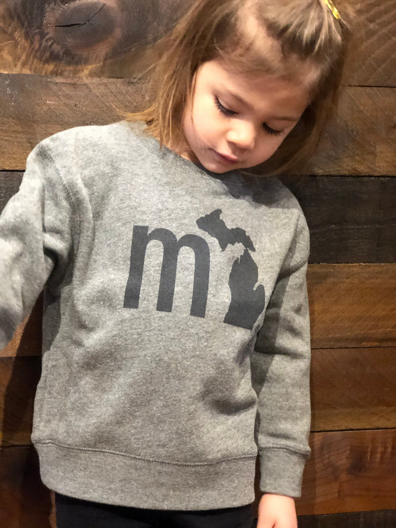 Load image into Gallery viewer, mi State of Mind toddler crewneck Gray / 2T mi Toddler Crewneck Sweatshirt
