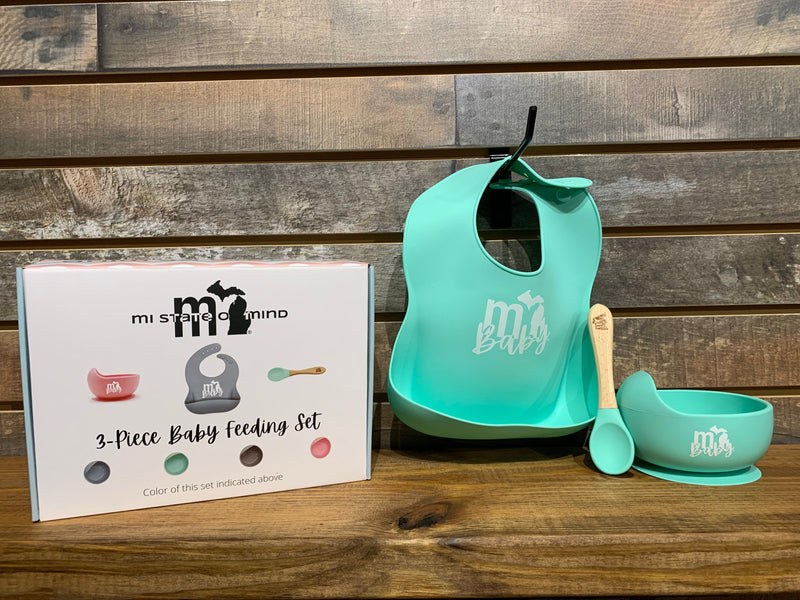 Load image into Gallery viewer, mi State of Mind Baby Gift Sets &quot;mi Baby&quot; 3-Piece Silicone Feeding Set (4 colors)
