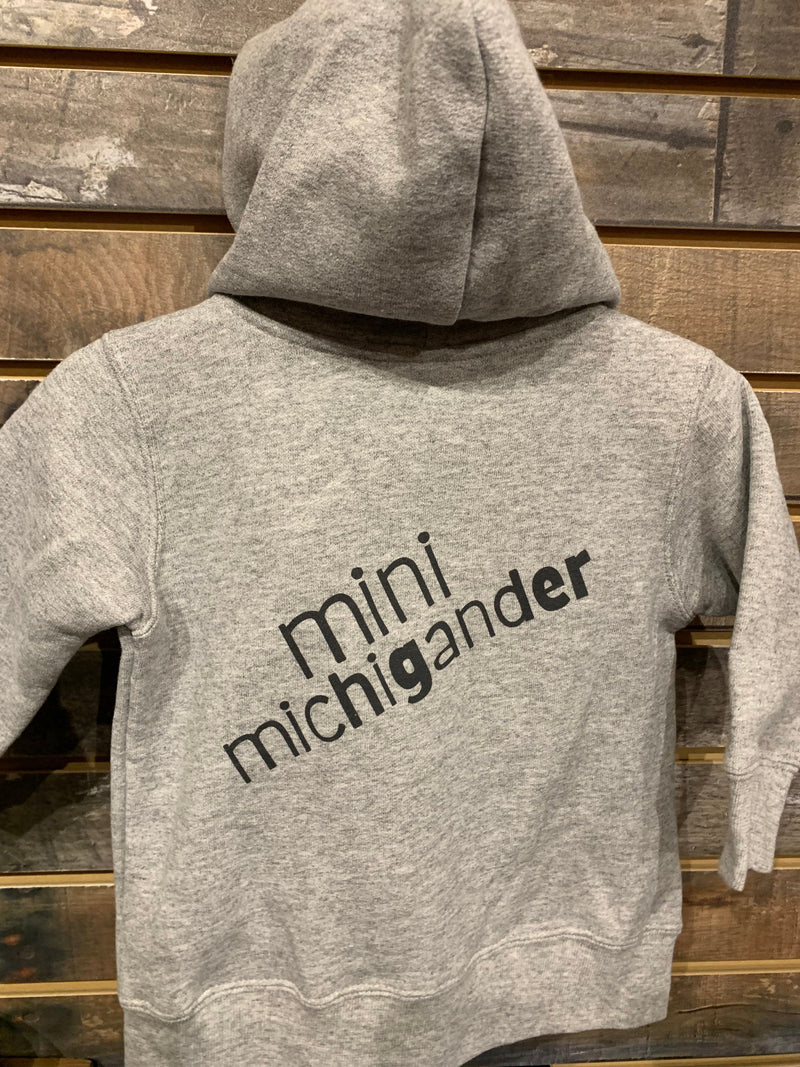 Load image into Gallery viewer, mi State of Mind Baby &amp; Toddler 2T / Heather Grey mi Toddler &quot;mini michigander&quot; Zip Hoodie (3 colors)

