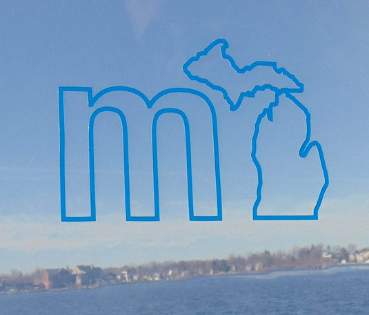 mi State of Mind car decal Sky Blue mi Outline Decal (4 colors)