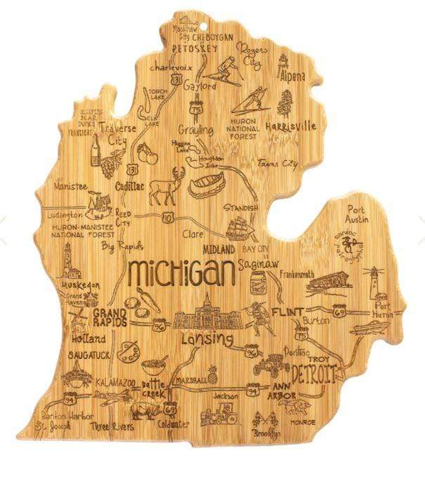 Load image into Gallery viewer, mi State of Mind cutting board mi Tour of Michigan Cutting Board
