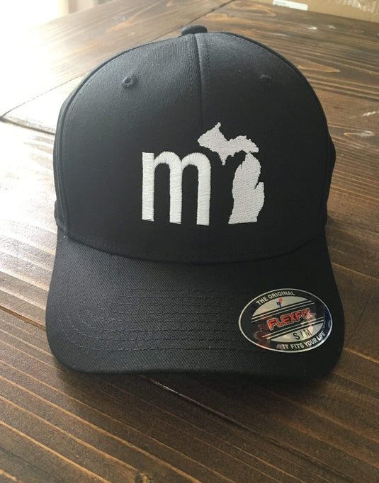 mi State of Mind Headwear Black w/ White Logo / S/M mi Fitted FlexFit Cap (NEW! 4 colors)