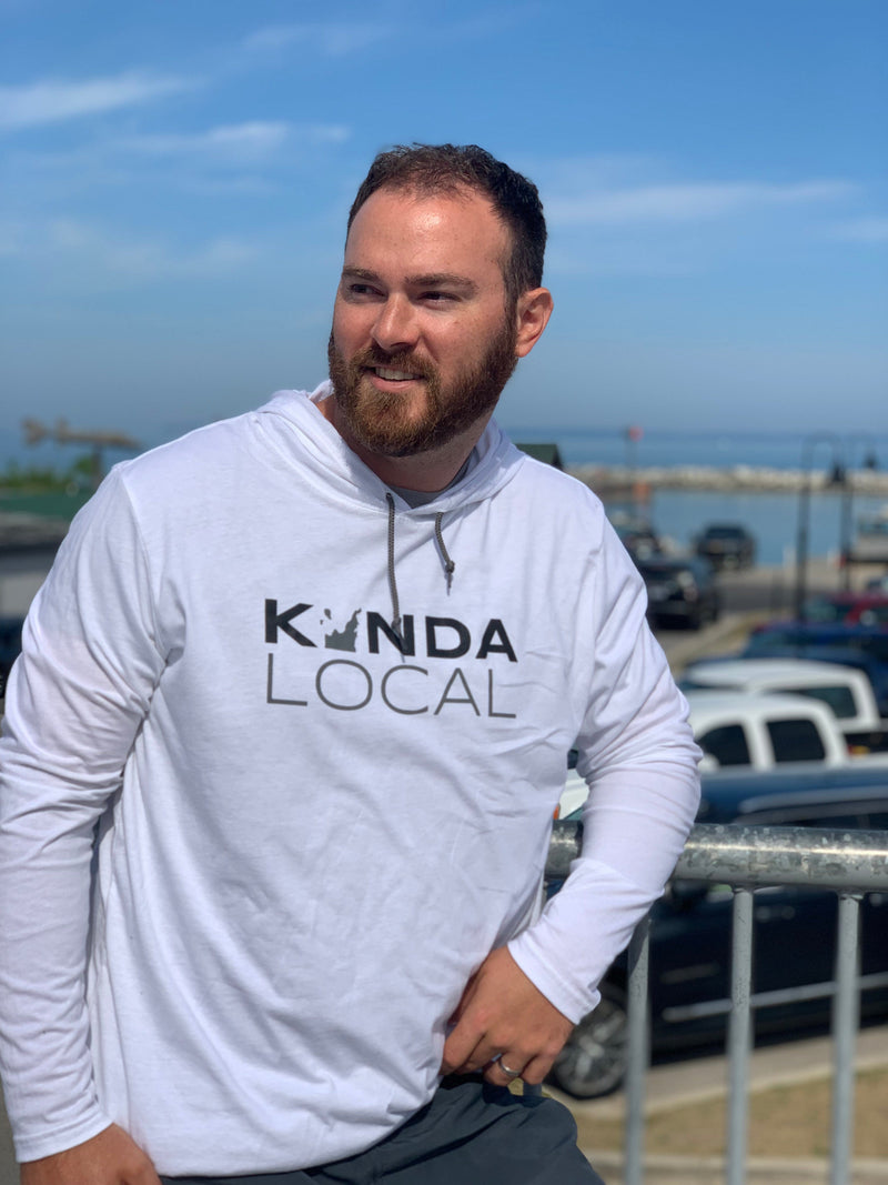 Load image into Gallery viewer, mi State of Mind Light Hoodie White / S Leelanau Peninsula &quot;Kinda Local&quot; Lightweight Hoodie (2 colors)
