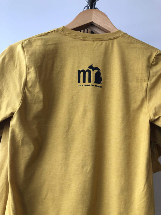 mi State of Mind T-shirt Michigander "mi-ch-ig-an" Unisex Mustard T