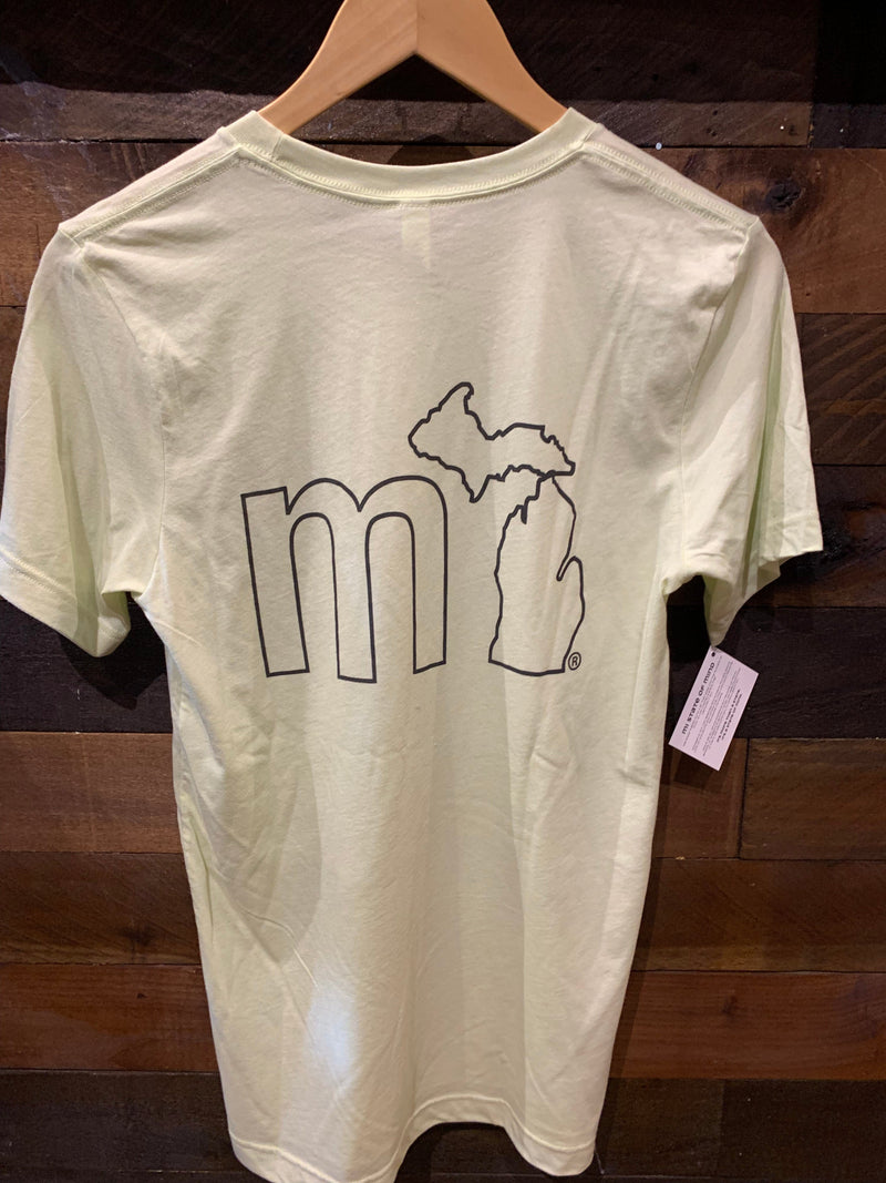 Load image into Gallery viewer, mi State of Mind T-shirt Spring Green w/ Dark Grey / XS mi Unisex Outline T (2 colors)
